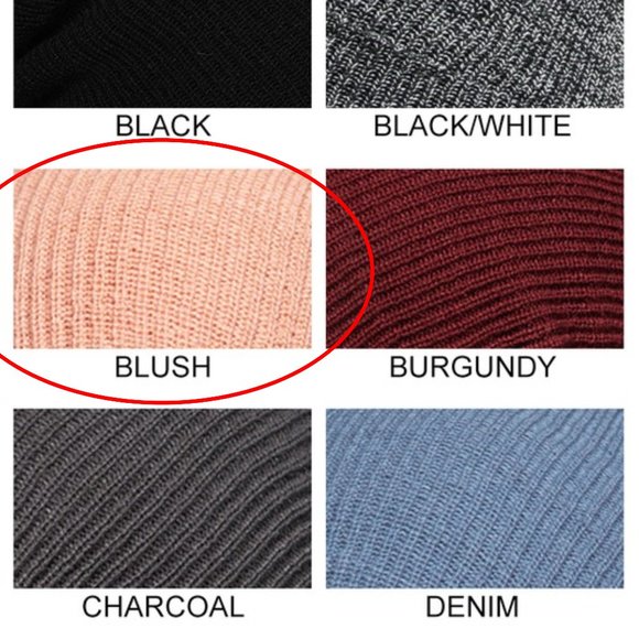 Blush Pink Low Gauge Ribbed Knit Slouchy Beanie - Picture 4 of 6